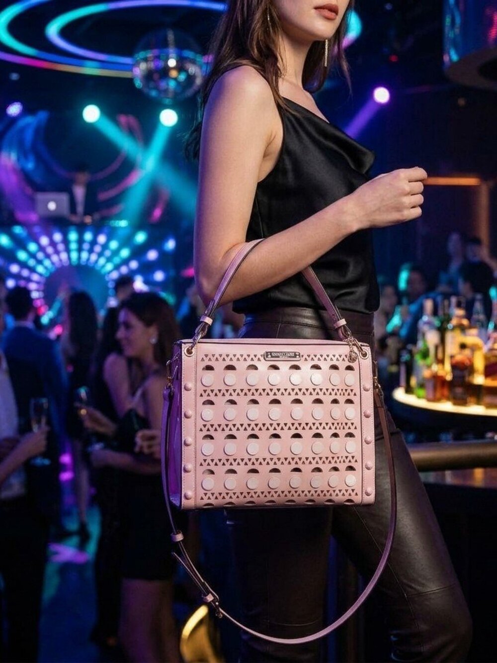 Silver Pop Stud Satchel Bag